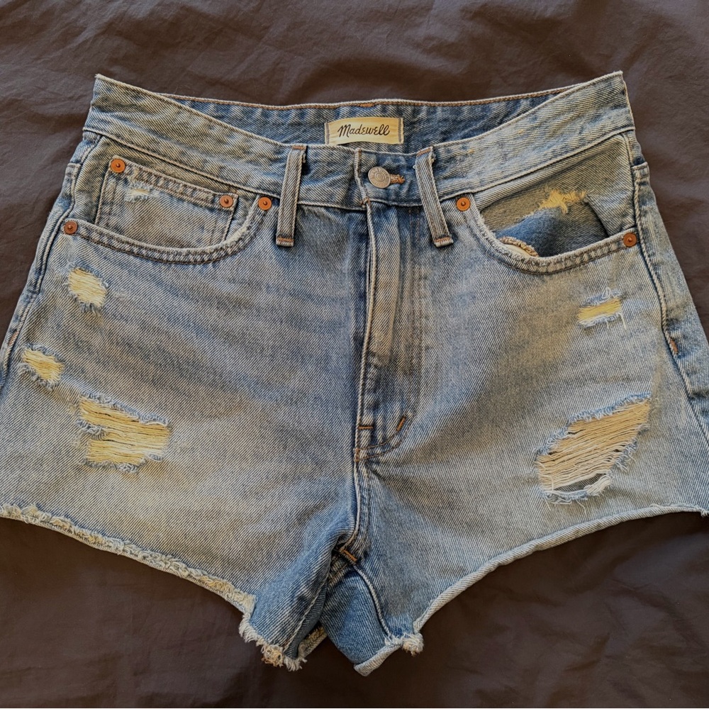 Madewell Light Blue Distressed Jean Shorts